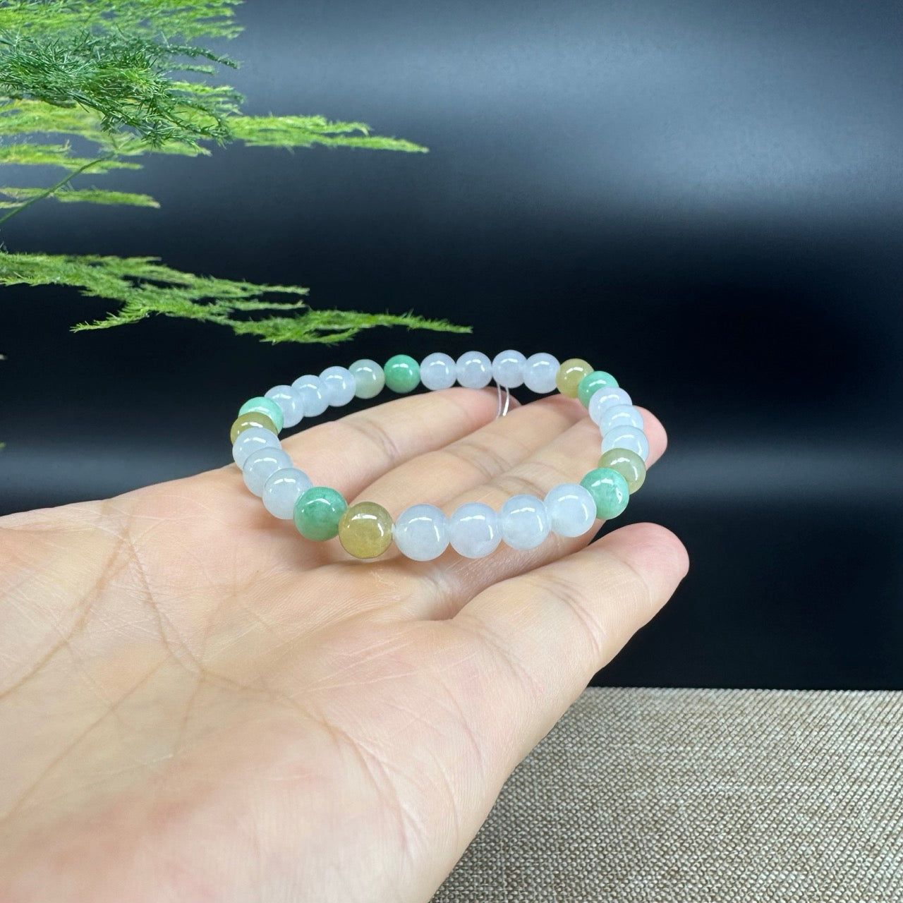 RealJade® Co. Genuine Jadeite Jade Round Multiple Colors Beads Bracelet (7.3 mm)