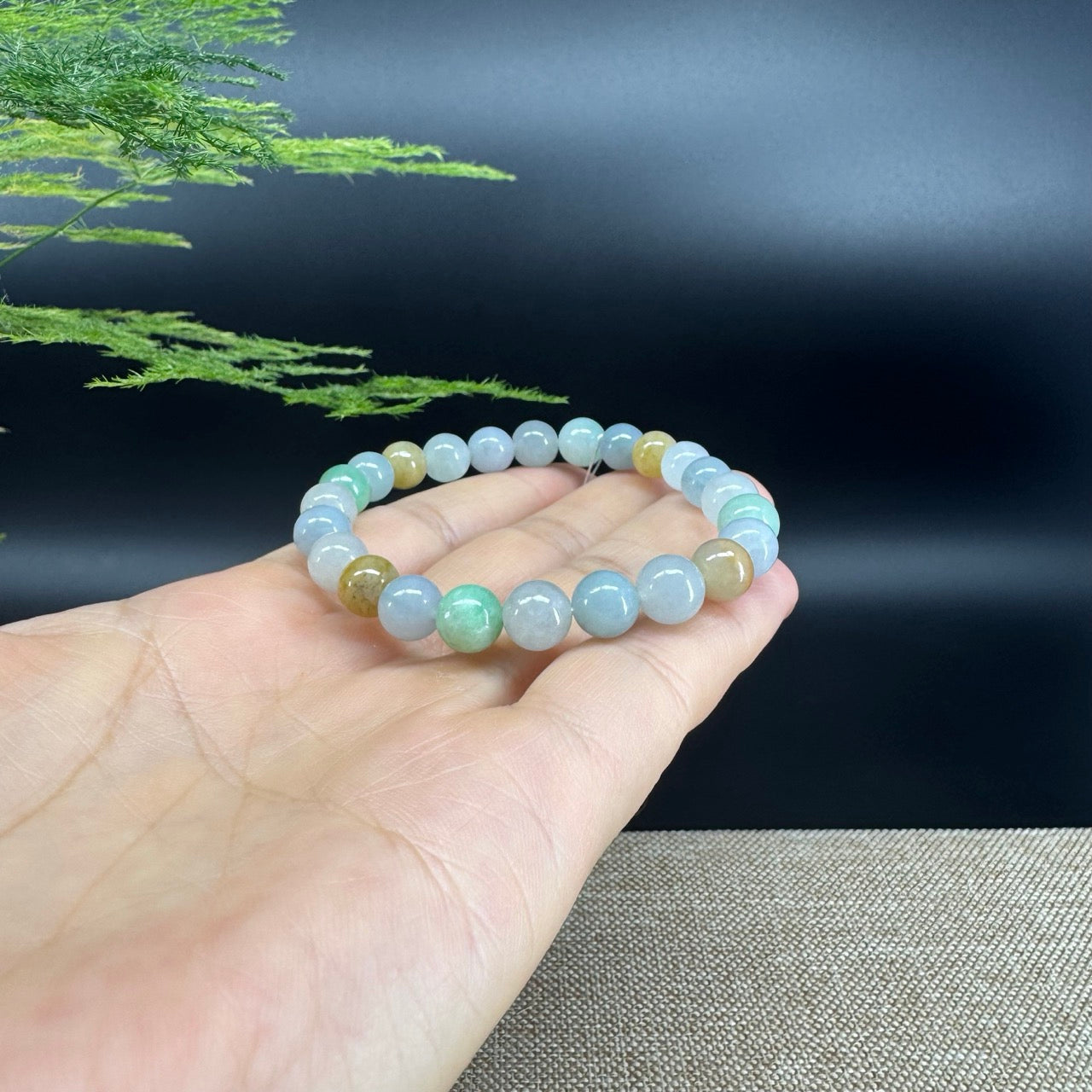 Natural Jadeite Jade Round Multi-Colors Beads Bracelet ( 7.5 mm )