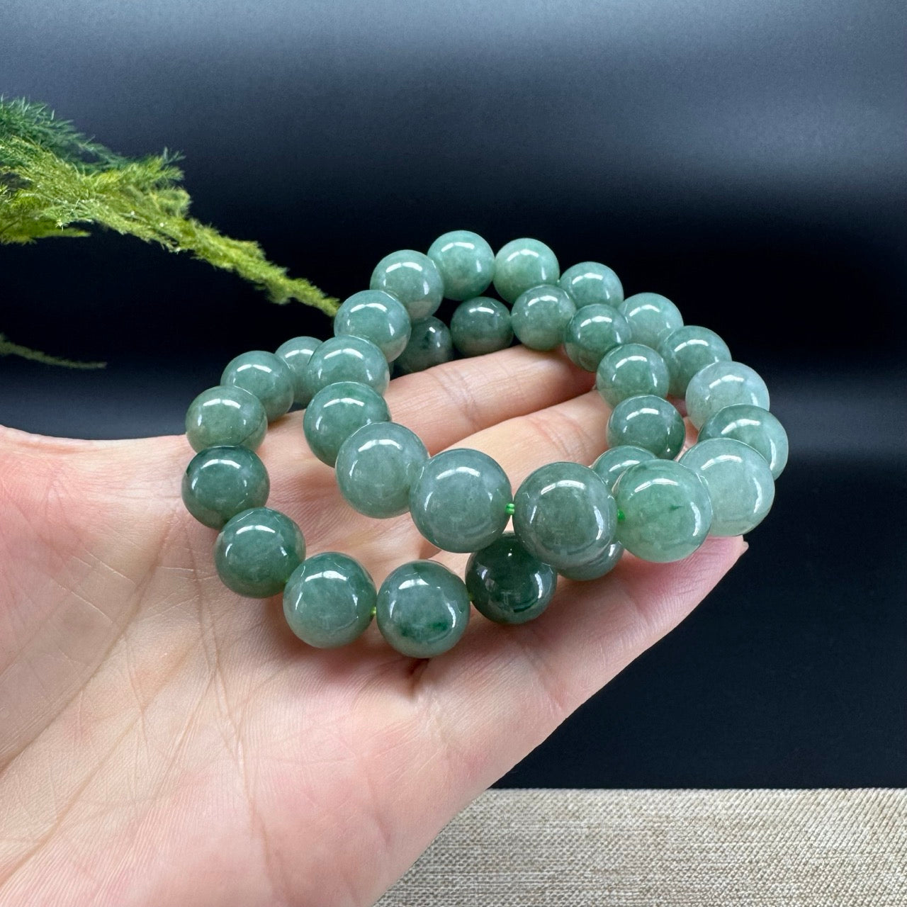 RealJade® Genuine Jadeite Jade Round  Green Beads Bracelet ( 12mm ) For Men