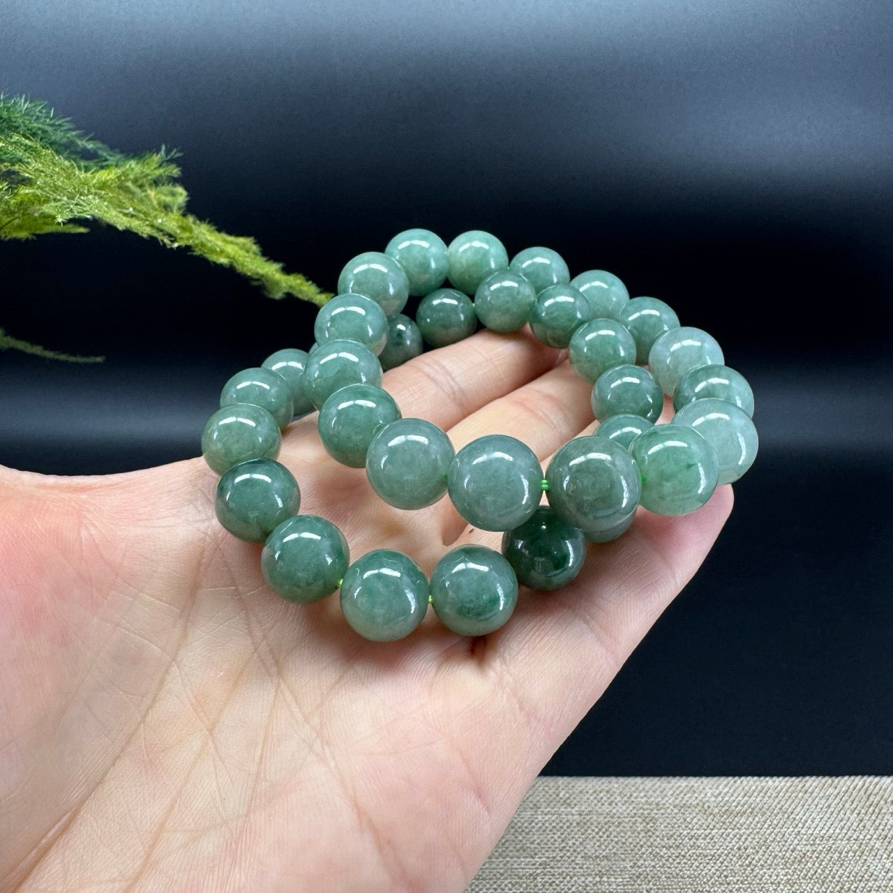 RealJade® Genuine Jadeite Jade Round  Green Beads Bracelet ( 12mm ) For Men