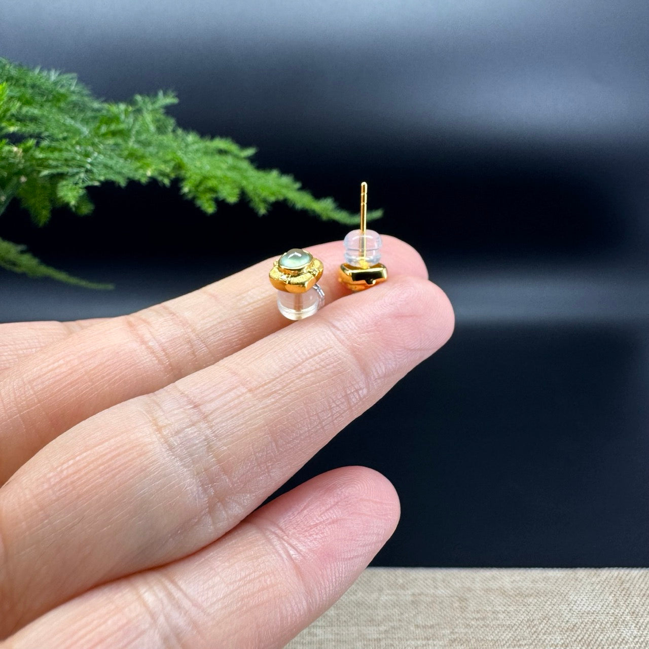 RealJade® 18k Yellow Gold Apple Green Jadeite Jade Oval Earrings with Diamonds