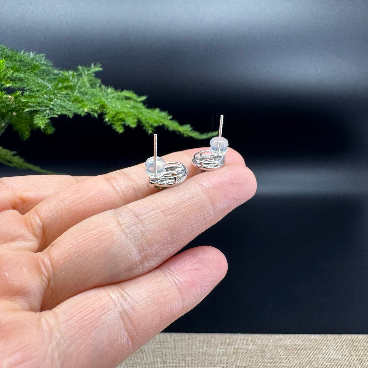 RealJade® 18k White Gold Real Imperial Green Jadeite Jade Hulu Earrings with Diamonds