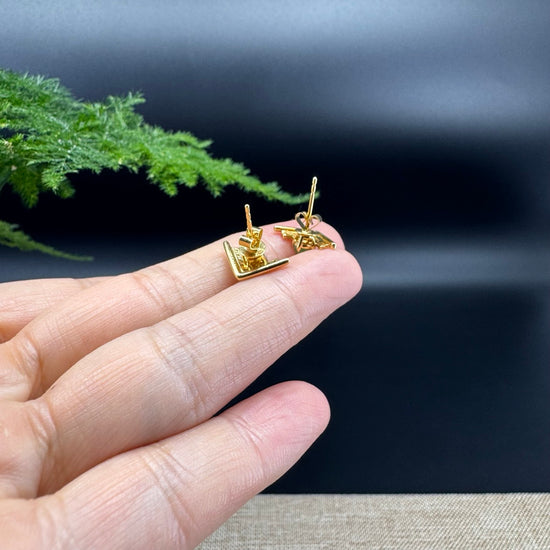 RealJade® 18k Yellow Gold Green Jadeite Jade Earrings with Diamonds