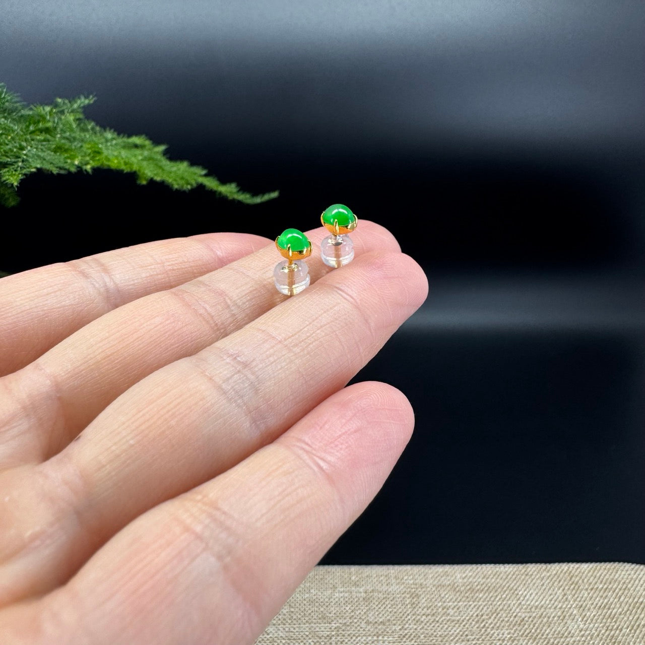 RealJade® 18k Yellow Gold Imperial Green Jadeite Jade Earrings