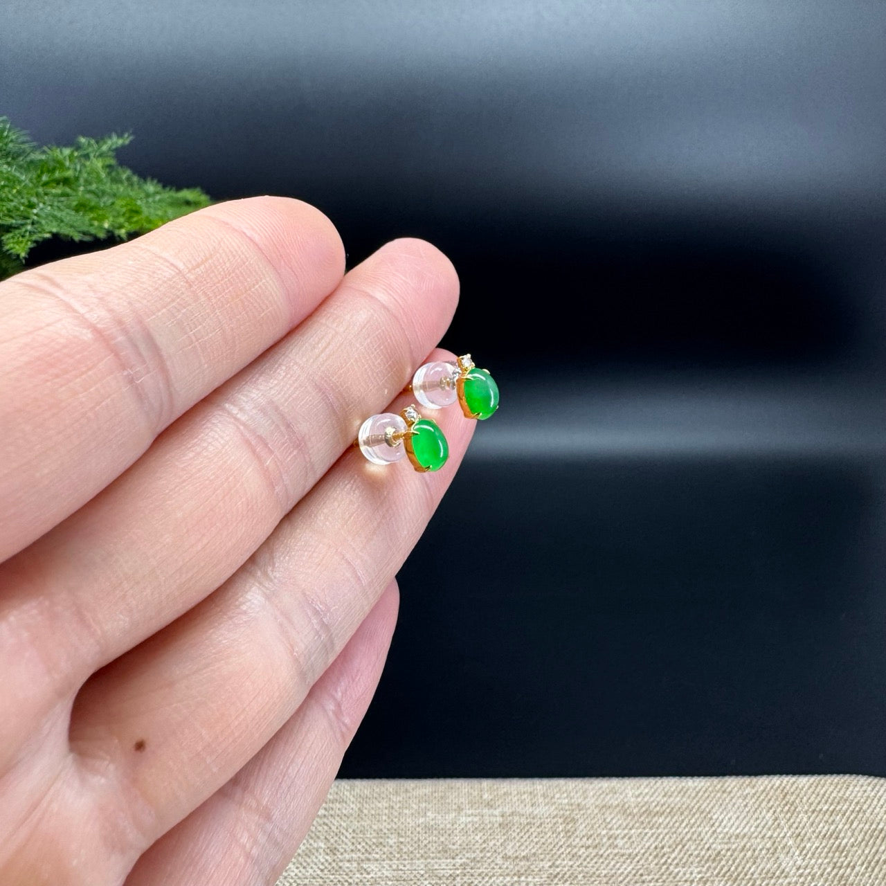 RealJade® 18k Yellow Gold Imperial Green Jadeite Jade Earrings