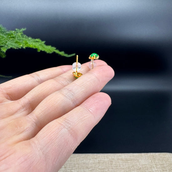 RealJade® 18k Yellow Gold Imperial Green Jadeite Jade Earrings