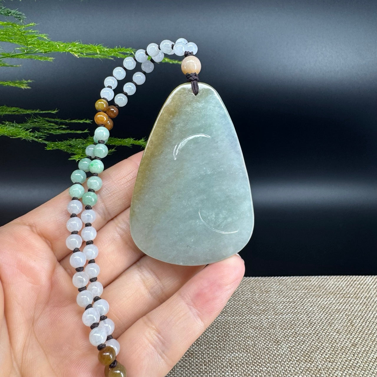 RealJade® Co.  Genuine Burmese Jadeite Jade Yellow Green Happy Buddha Pendant Necklace