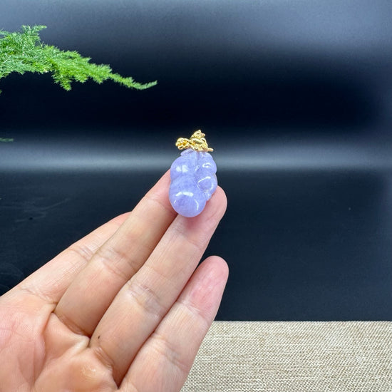 Genuine Burmese Lavender Jadeite Pendant with 18k Yellow Gold Bail