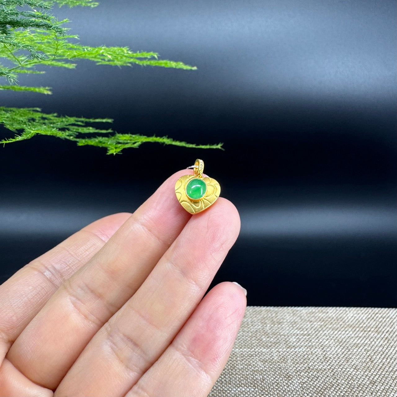 RealJade® "Love Heart" 18K Yellow Gold Green Jade Classic Love Pendant Necklace