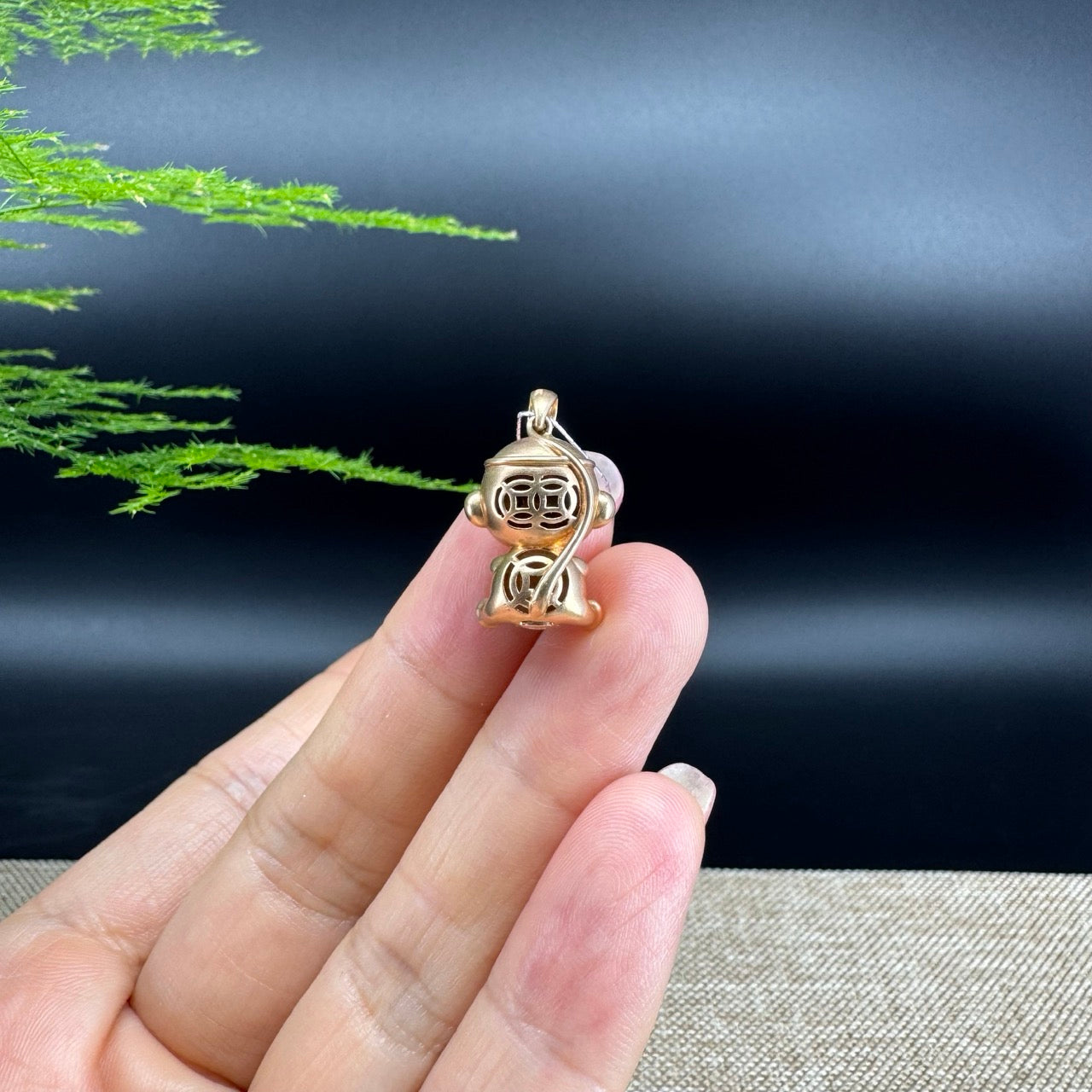 RealJade®  12 Zodiac: 18k Rose Gold Monkey Pendant Necklace with Green Imperial Jade & Diamonds