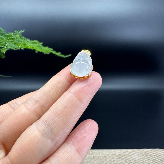 RealJade® Co. 18K Yellow Gold Genuine Icy Burmese Jadeite Jade PiXiu Pendant