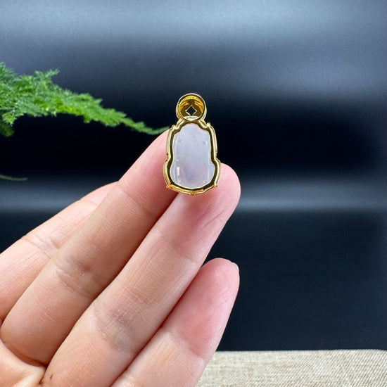 RealJade® Co. 18K Yellow Gold Genuine Icy Burmese Jadeite Jade PiXiu Pendant