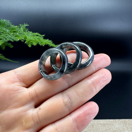 RealJade® Burmese Dark Wuji Traditional Jadeite Jade Ring