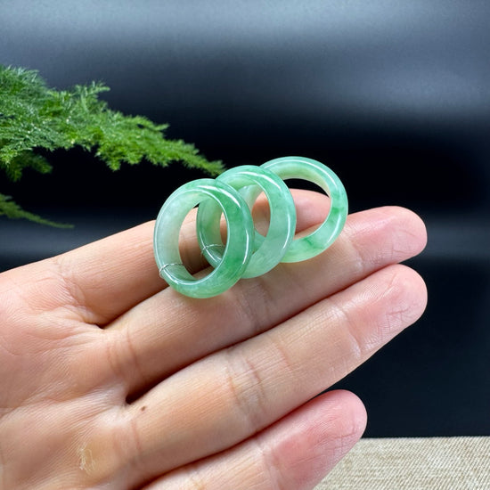 RealJade® Burmese White Green(BDQ) Traditional Jadeite Jade Ring