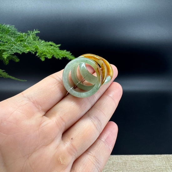 RealJade® Burmese Amber Yellow Green Traditional Jadeite Jade Ring