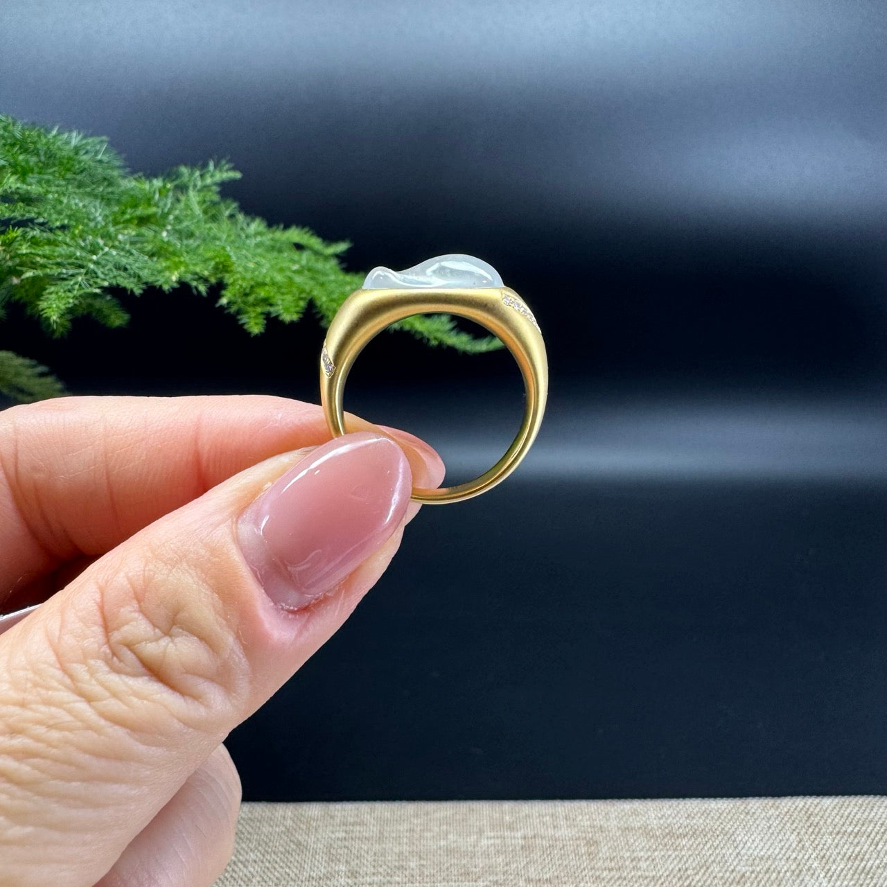 RealJade® 18K Yellow Gold Icy Jadeite Jade Ring