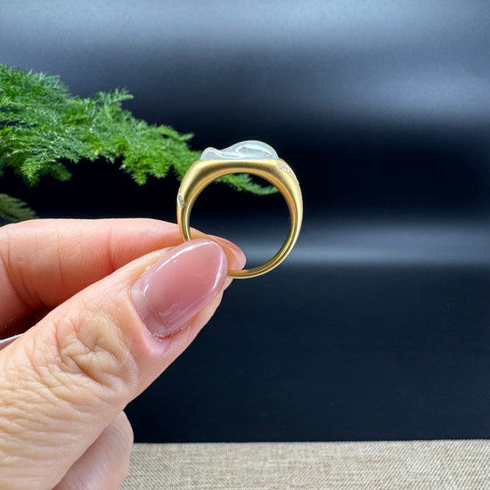 RealJade® 18K Yellow Gold Icy Jadeite Jade Ring