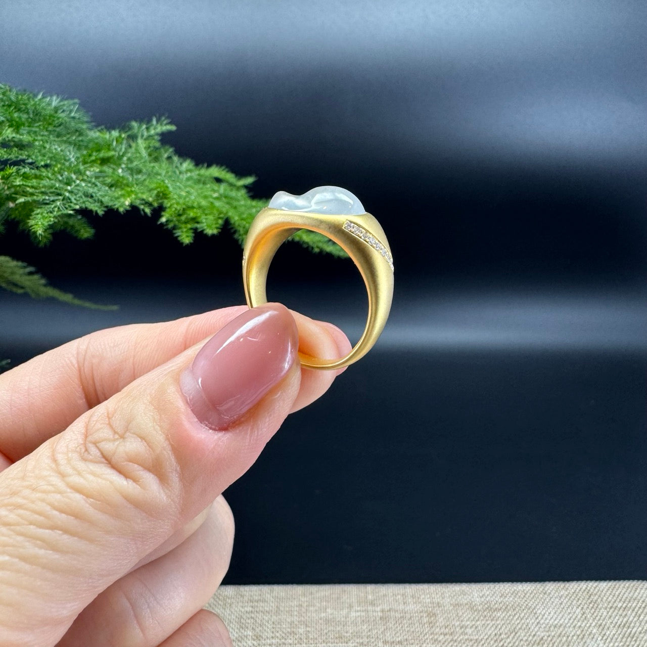 RealJade® 18K Yellow Gold Icy Jadeite Jade Ring