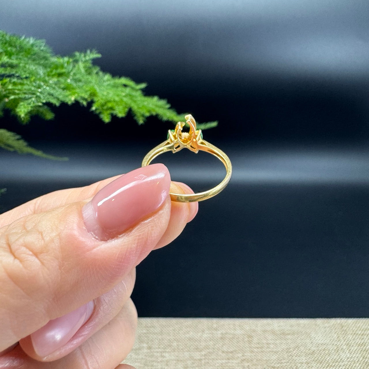 RealJade® 18K Yellow Gold Imperial Green Jadeite Jade Bowknot Ring With Diamonds