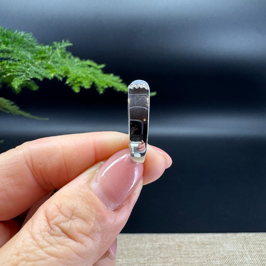 RealJade® 18K White Gold Icy Jadeite Jade Diamonds Classic Ring