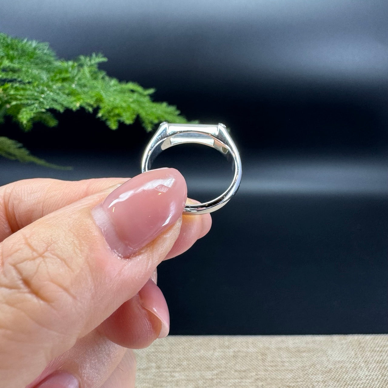 RealJade® 18K White Gold Icy Jadeite Jade Diamonds Classic Ring