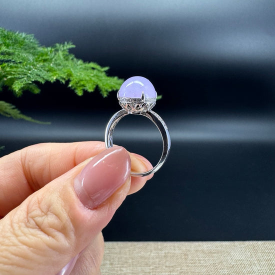 RealJade® 18K White Gold Lavender Jadeite Jade Diamonds Ring
