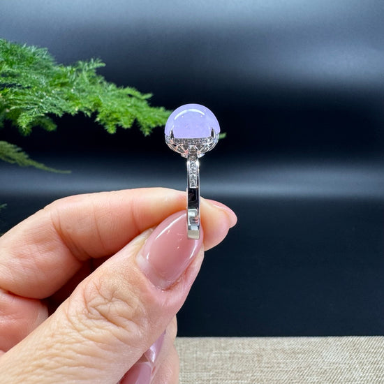 RealJade® 18K White Gold Lavender Jadeite Jade Diamonds Ring