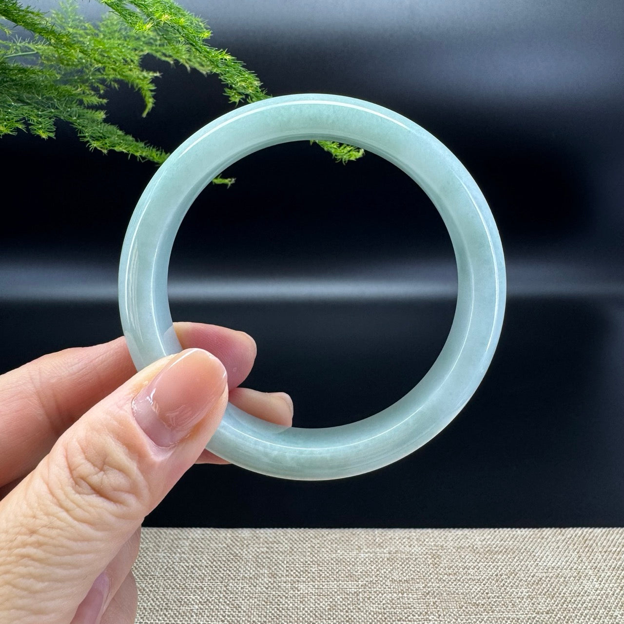 Genuine Burmese Apple Green Jade Jadeite Bangle Bracelet ( 58.5mm )