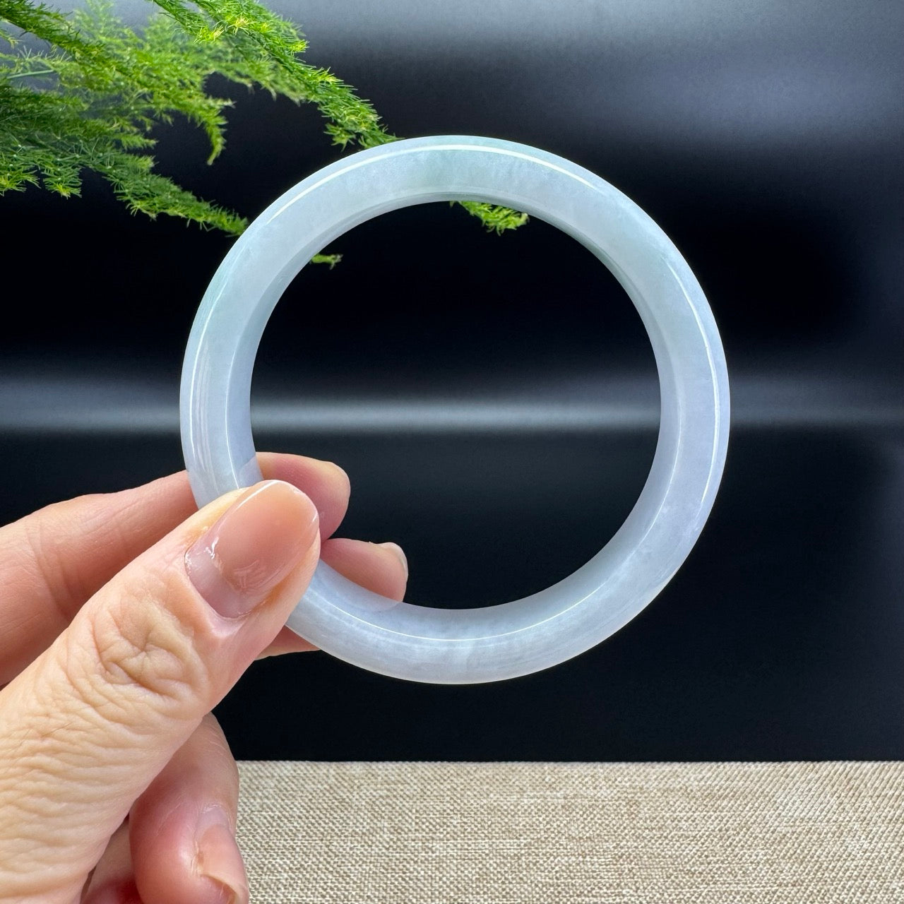Genuine Burmese Icy Lavender Green Jade Jadeite Bangle Bracelet ( 58.9mm )
