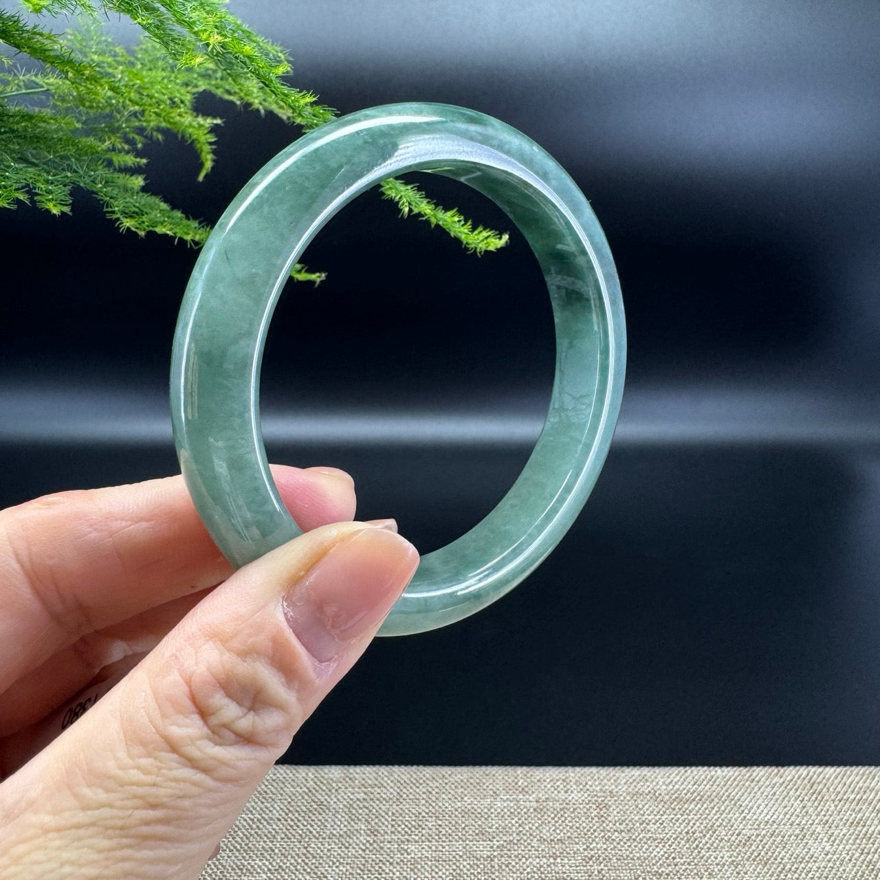 Genuine Burmese Oil Green Jade Jadeite Bangle Bracelet ( 58mm )