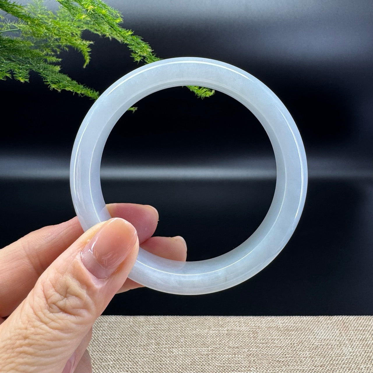 Genuine Burmese Lavender Green Jade Jadeite Bangle Bracelet ( 58.8mm )