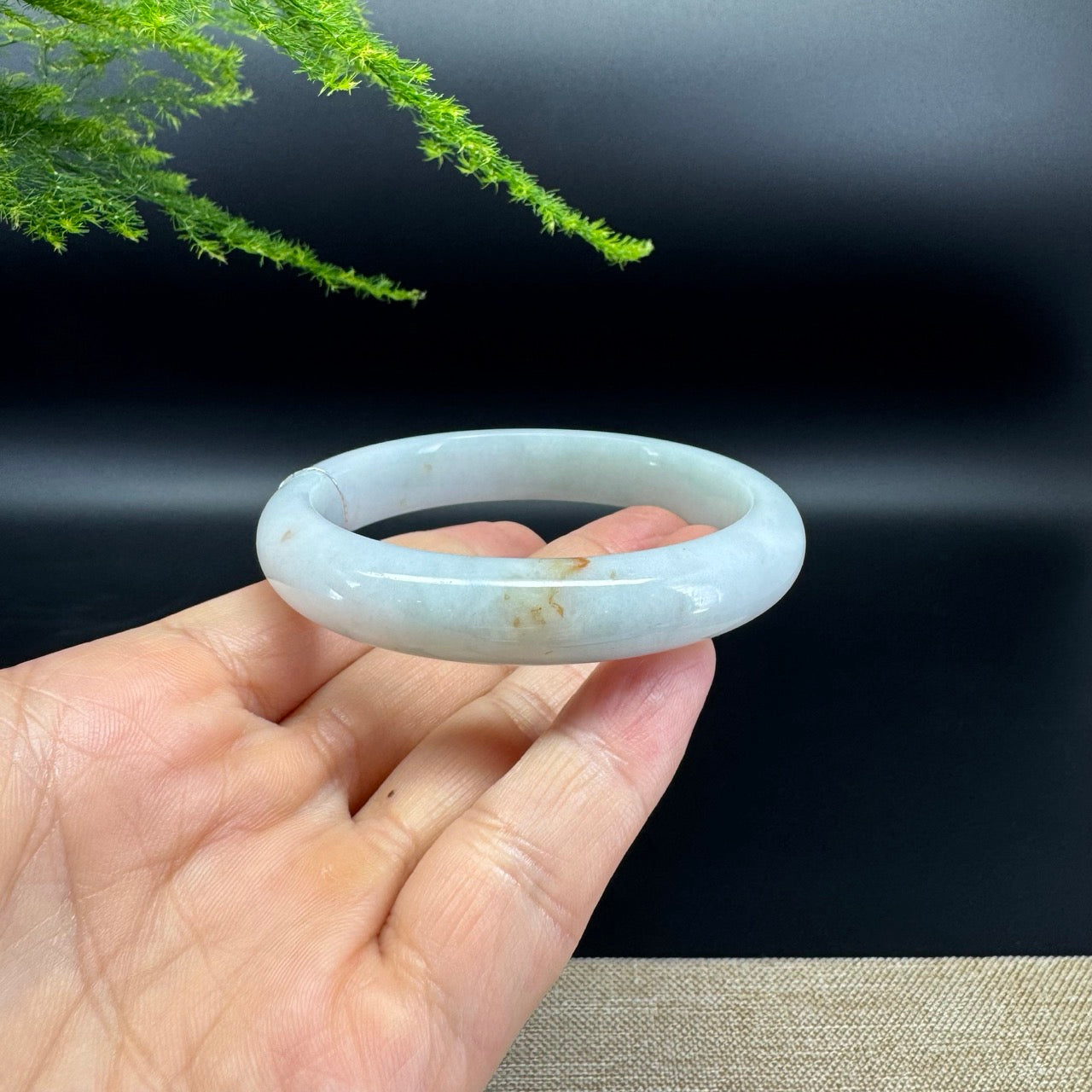 Genuine Burmese Lavender Green Jade Jadeite Bangle Bracelet (57.7mm)