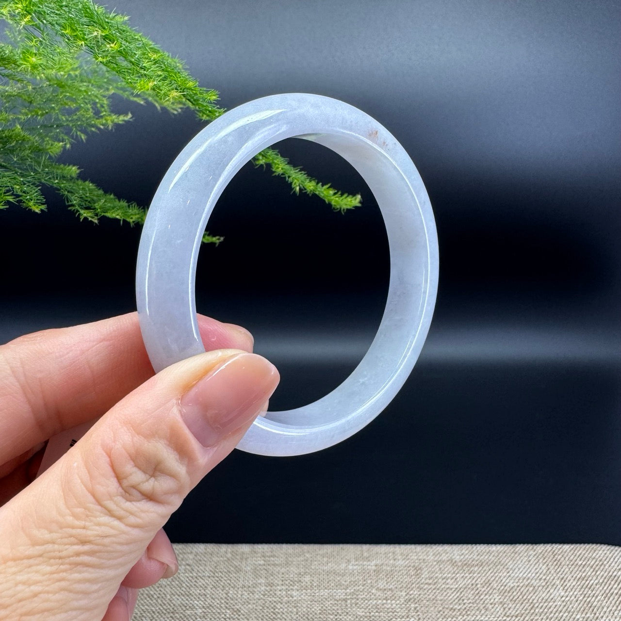 Genuine Burmese Lavender Green Jade Jadeite Bangle Bracelet ( 57.7mm )