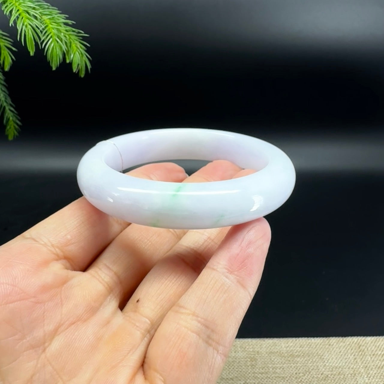Genuine Burmese Light Lavender Green Jade Jadeite Bangle Bracelet (53mm )