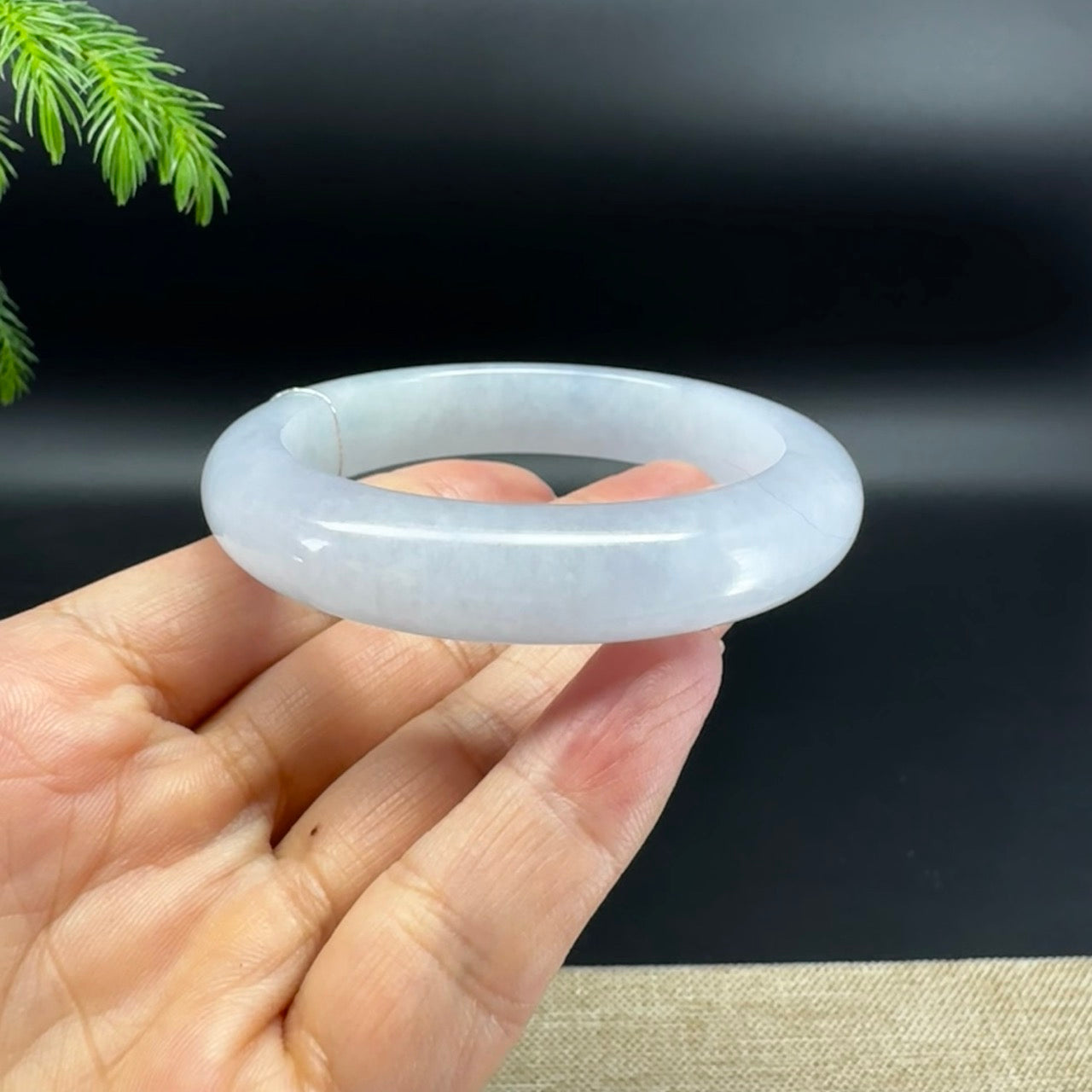 Genuine Burmese Icy Blue Green Jade Jadeite Bangle Bracelet (55.5mm )