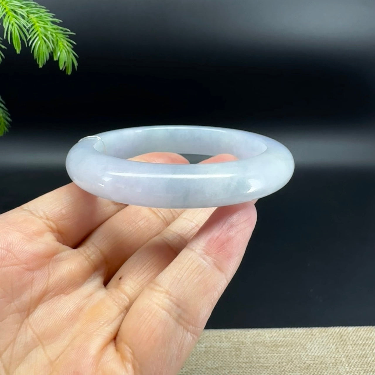 Genuine Burmese Light Blue Lavender Jade Jadeite Bangle Bracelet (56.2mm )