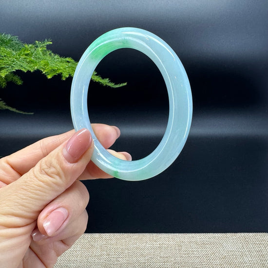 Genuine Burmese Spicy Green Jade Jadeite Bangle Bracelet (55.4mm)