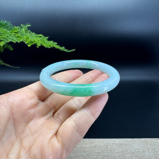 Genuine Burmese Spicy Green Jade Jadeite Bangle Bracelet (55.4mm)