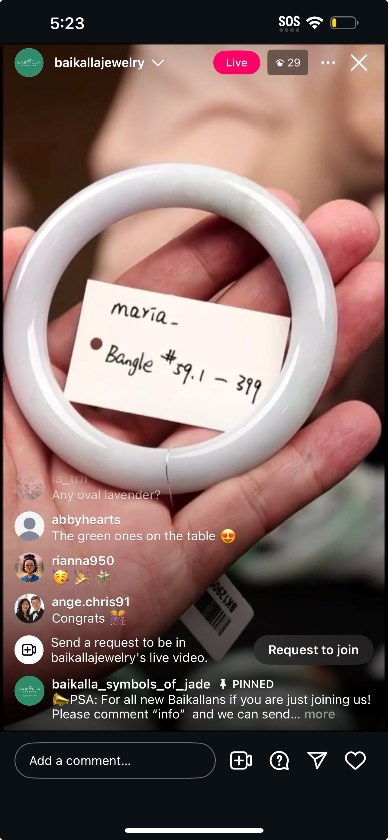 "Live" White Jadeite Jade Traditional Bangle (11/04/25)