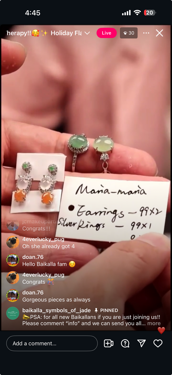 "Live" Baikalla Sterling Silver Jadeite Jade Earring (11/08/25)