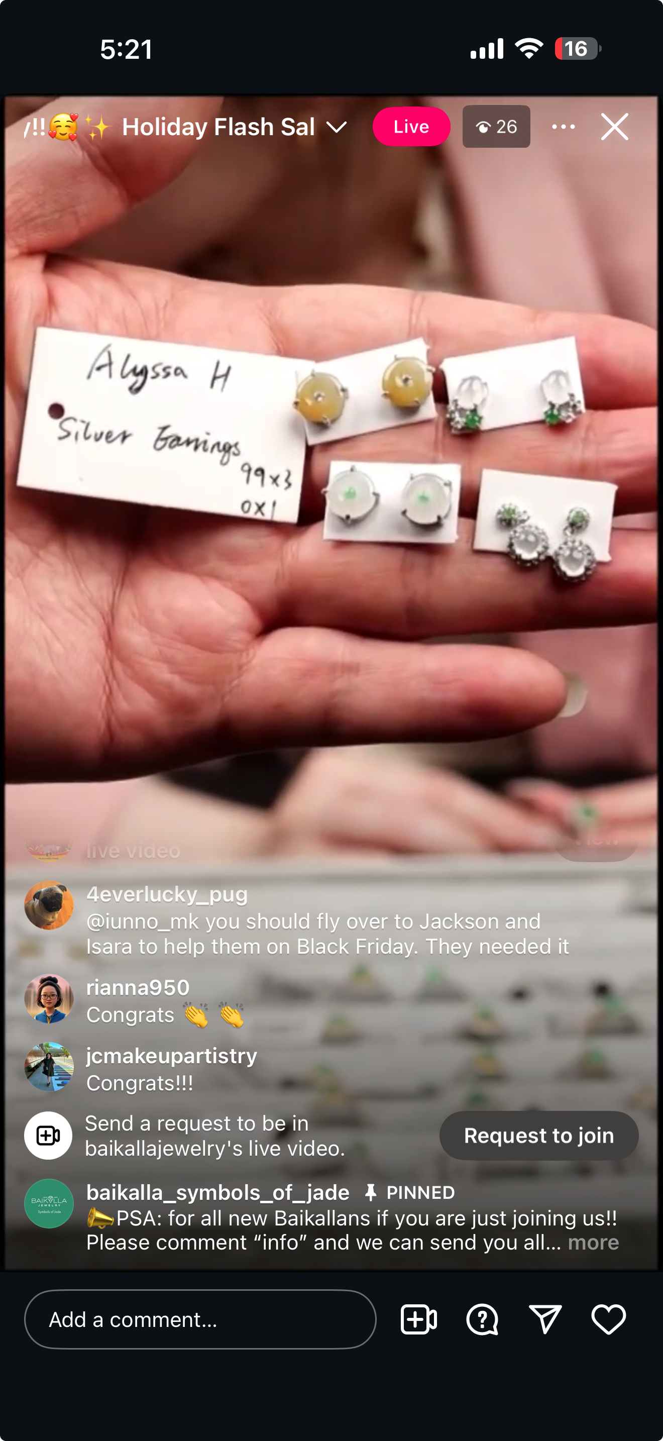 "Live" Baikalla Silver Earrings Jadeite Jade (11/08/25)