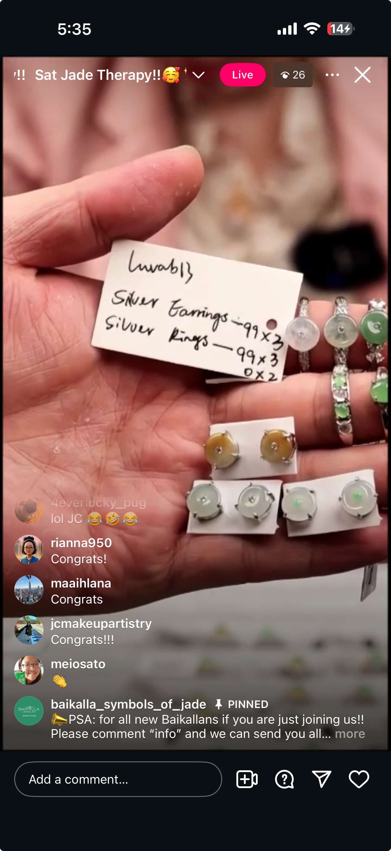 "Live" Baikalla Sterling Silver Jadeite Jade Ring (11/08/25)