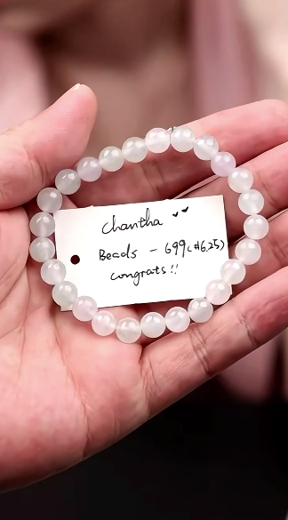 "Live" Natural Icy Light Green & Lavender Jadeite Jade Beads Bracelet (06/08/26)
