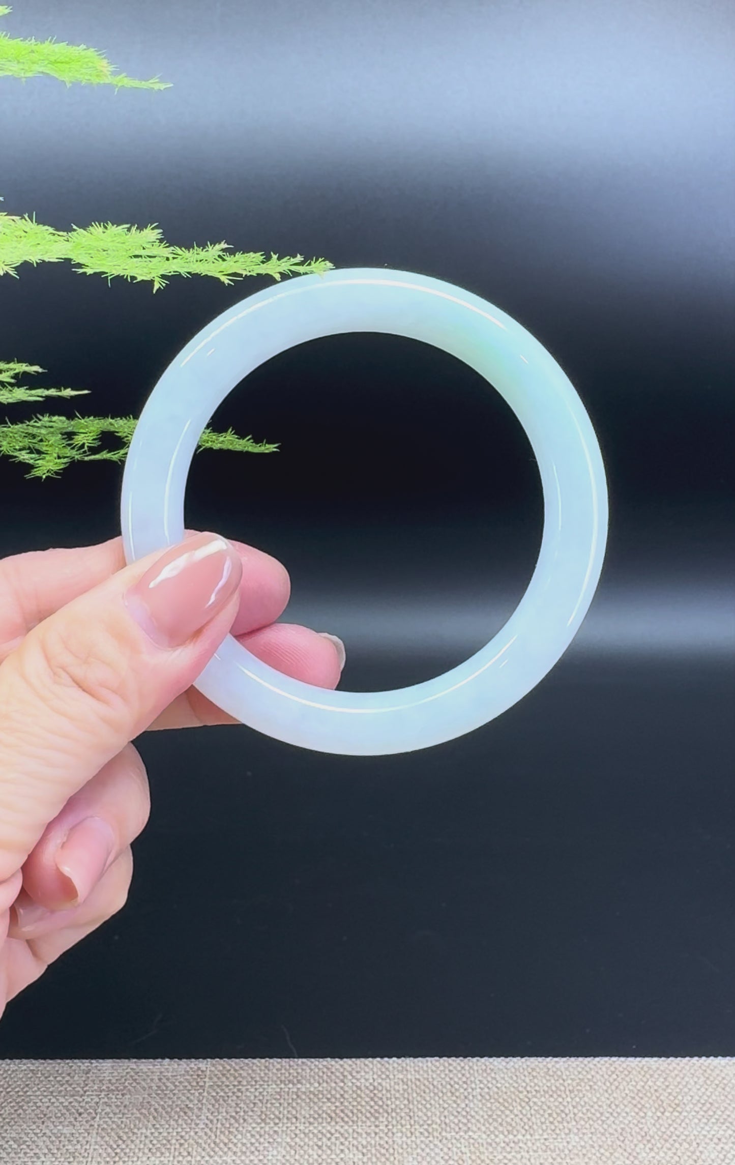 Genuine Burmese Icy Green Jade Jadeite Bangle Bracelet ( 54.4mm )
