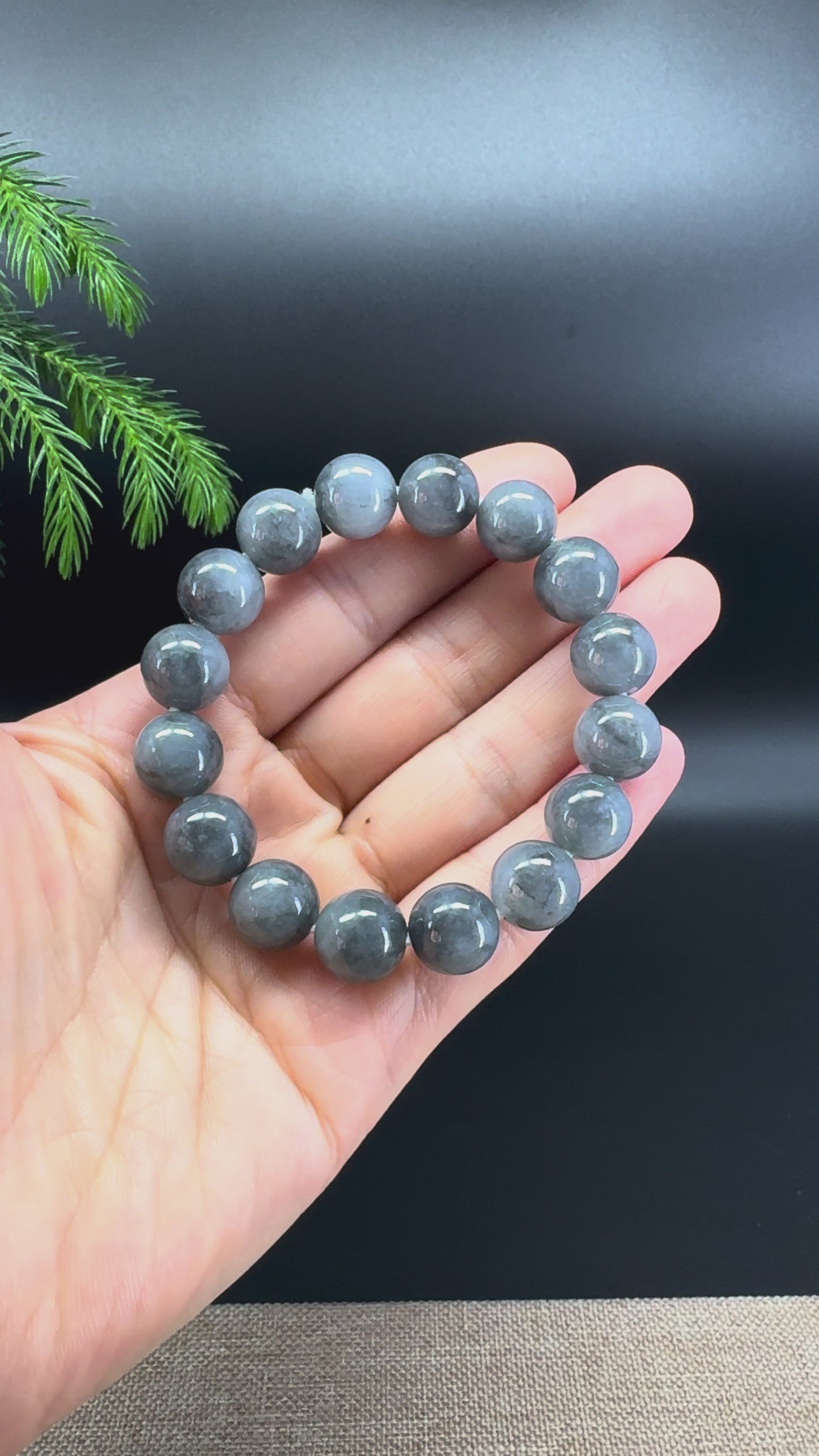 RealJade® Genuine Jadeite Jade Round Wuji Beads Bracelet ( 12.5 mm )