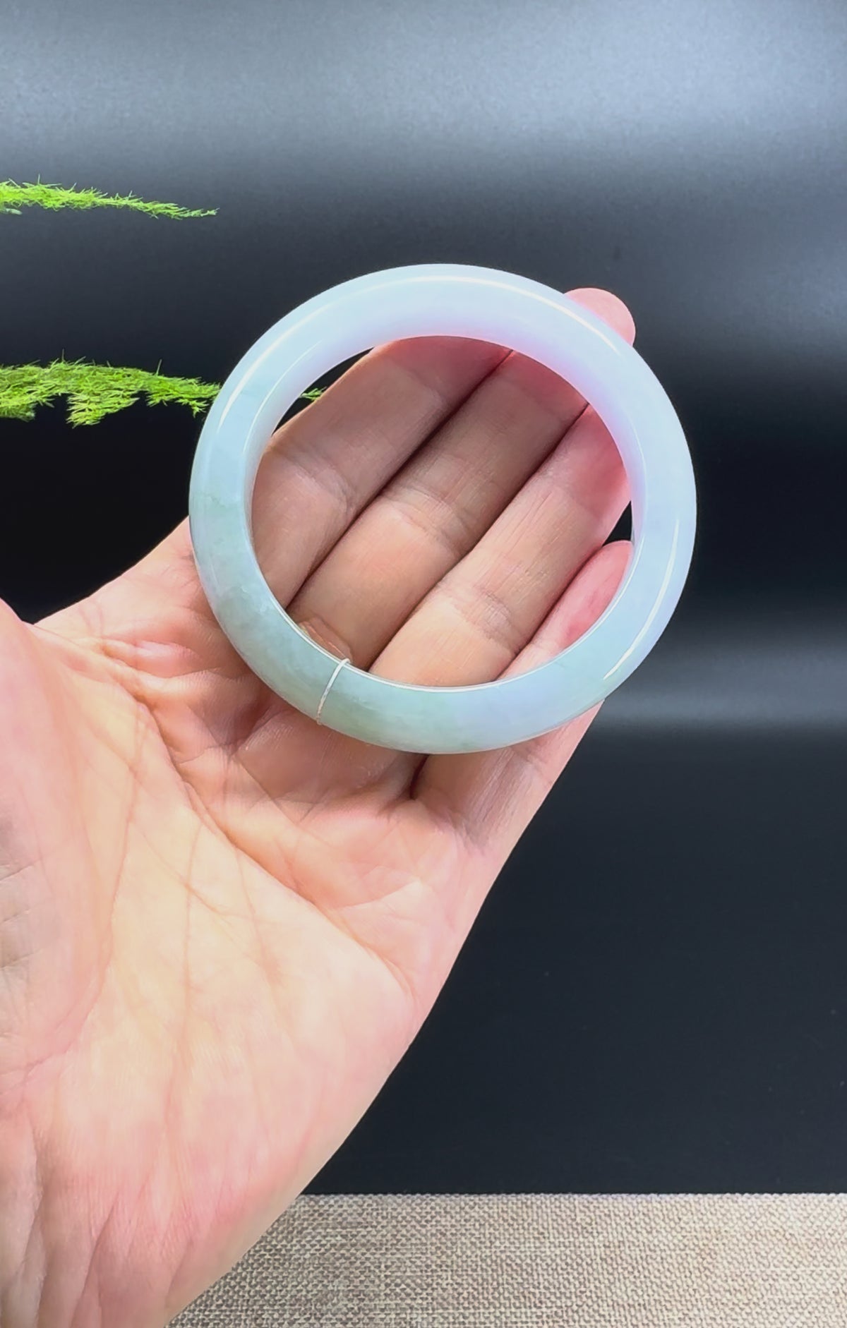 Genuine Burmese Lavender Green Jadeite Jade Bangle Bracelet ( 54.2mm )