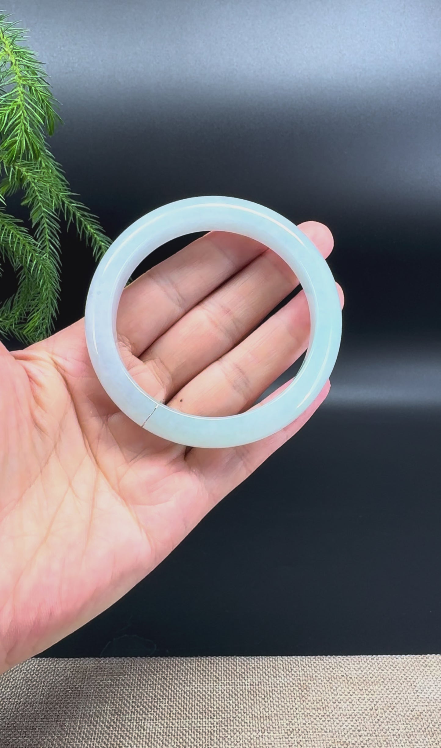 Genuine Burmese Light Green Jadeite Jade Bangle Bracelet (58.4mm)