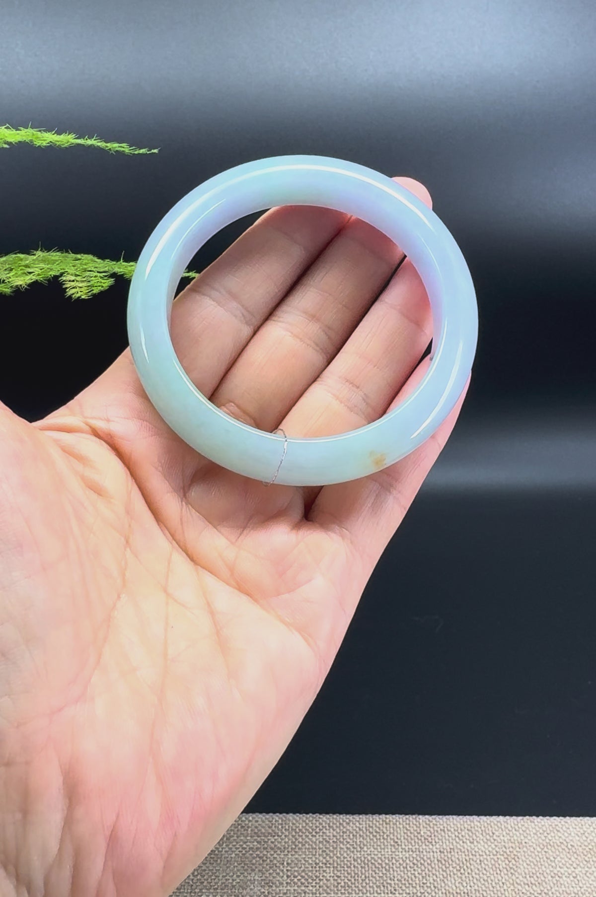 Genuine Burmese Lavender Green Jadeite Jade Bangle Bracelet (55.2mm)