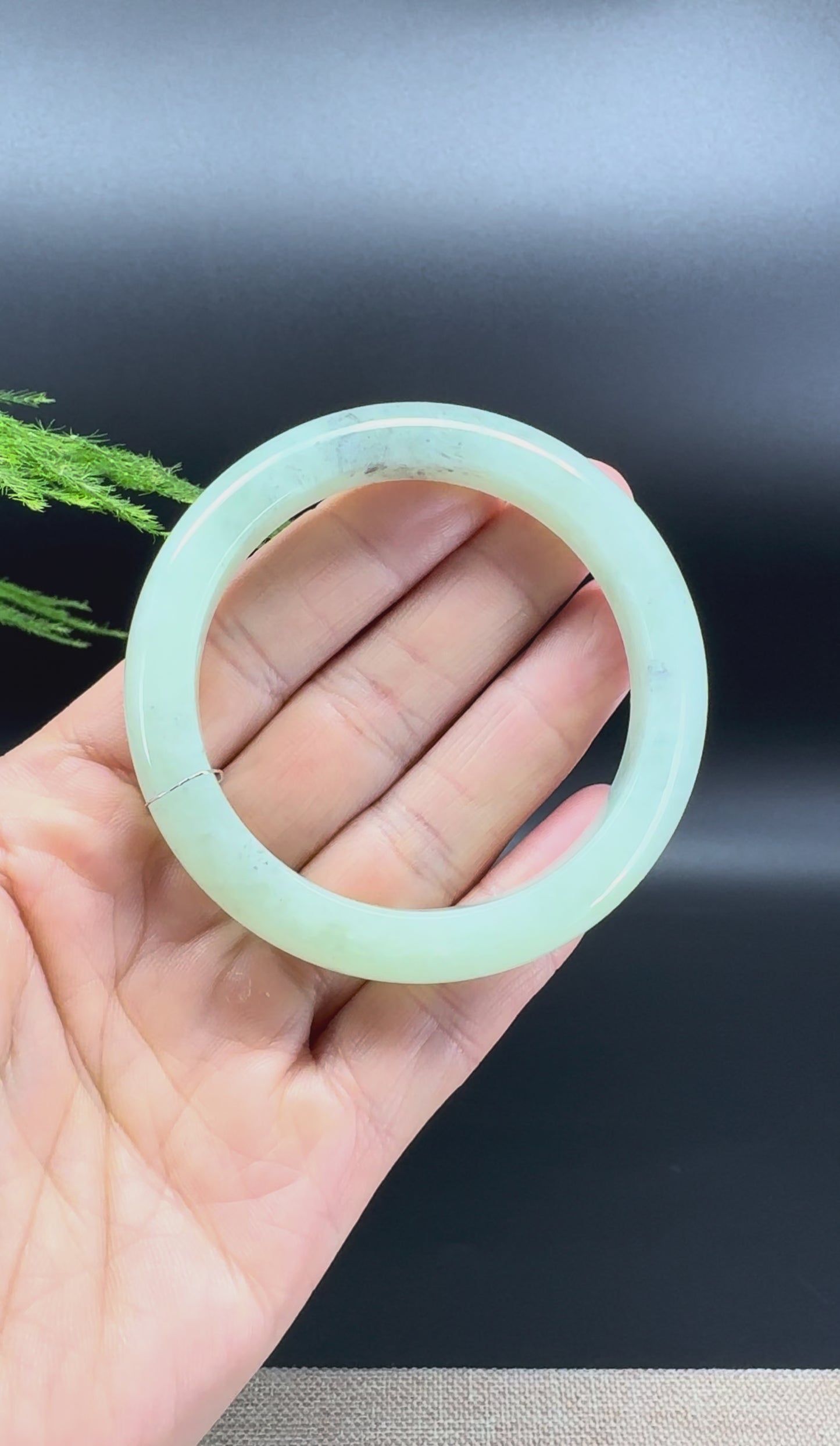 Genuine Burmese Green Black Jade Jadeite Bangle Bracelet (52.5mm)