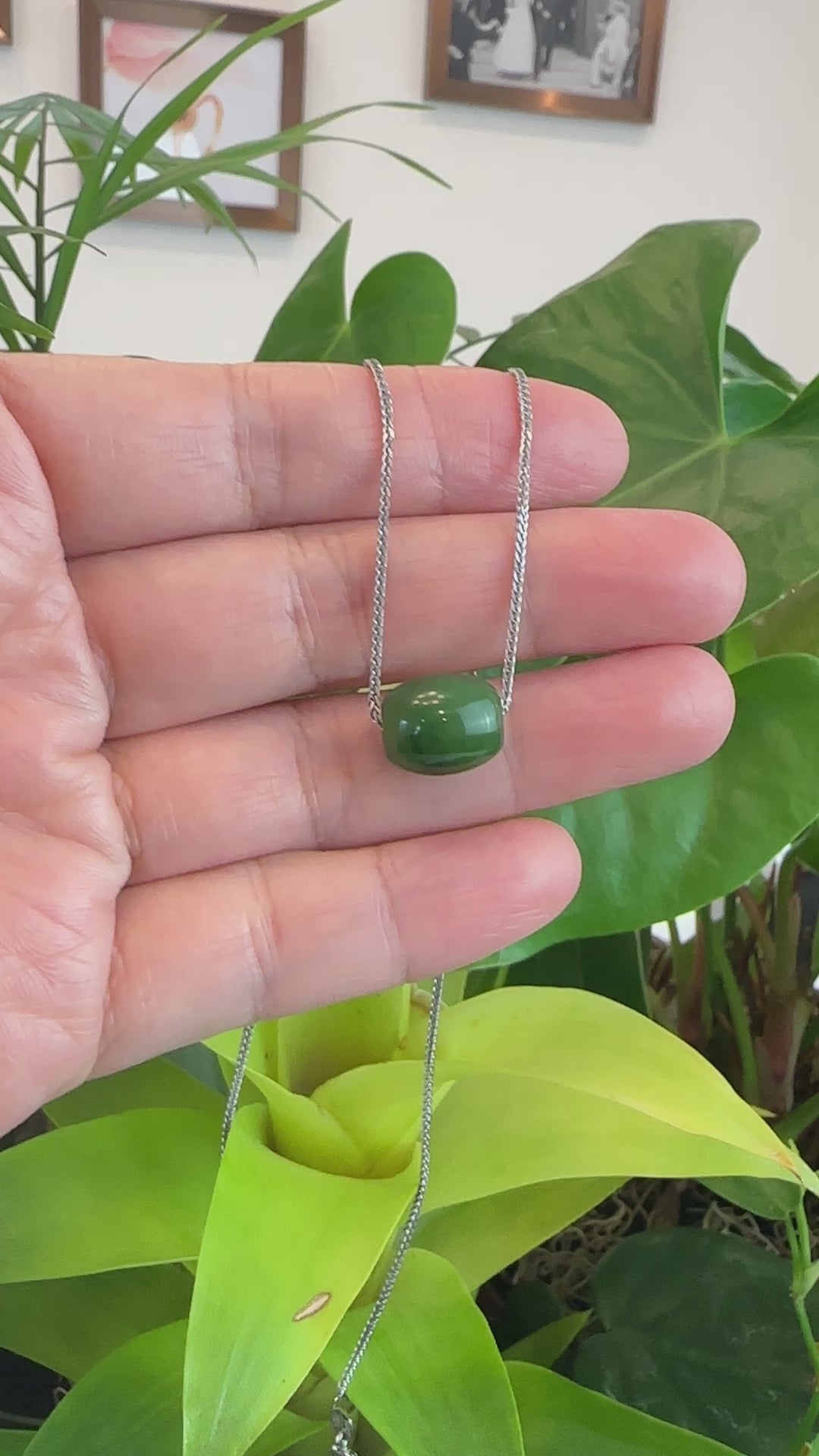 Load and play video in Gallery viewer, RealJade® Co. RealJade® Co. &amp;quot;Good Luck Button&amp;quot; Necklace Nephrite Green Jade Lucky TongTong Pendant Necklace
